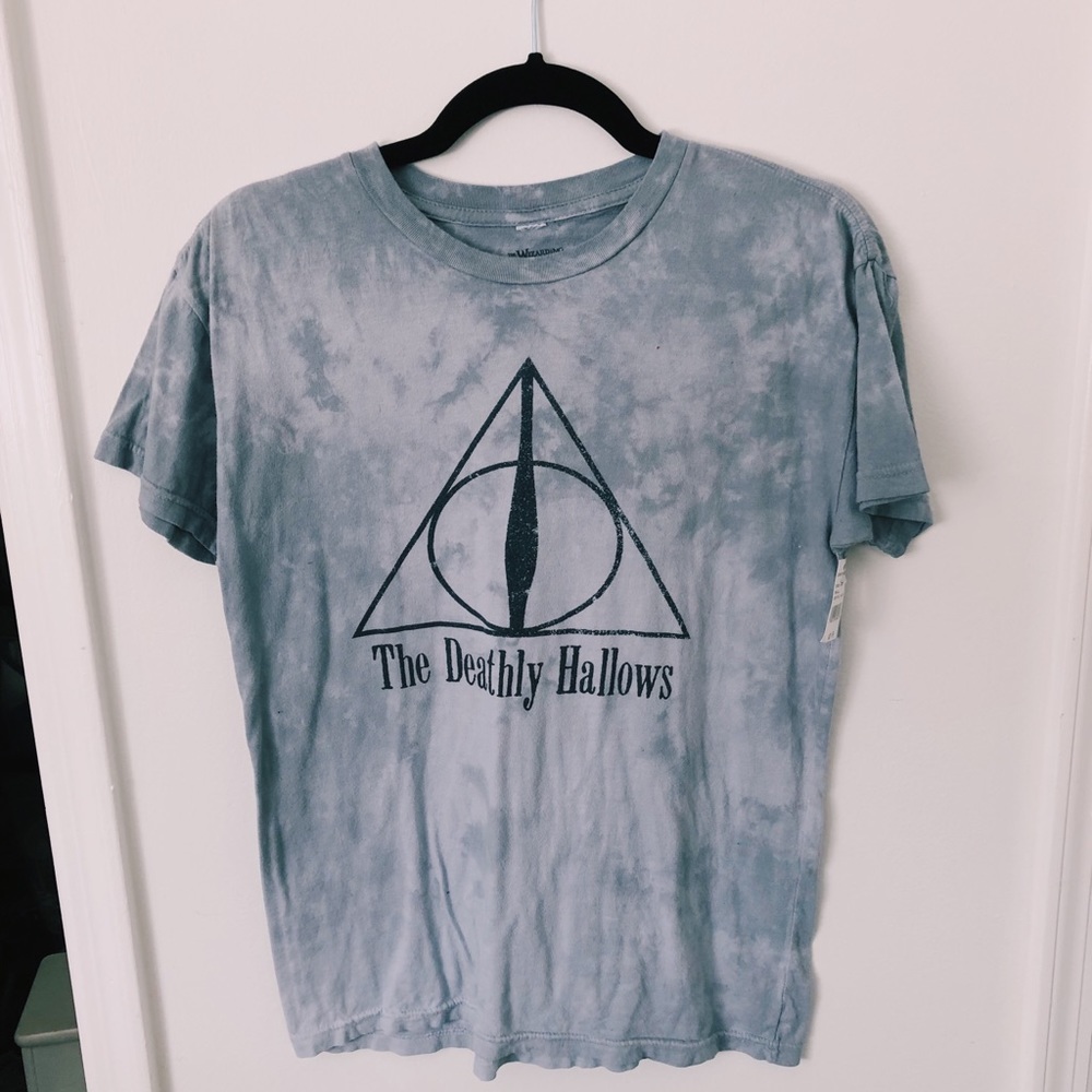 NWT Harry Potter Deathly Hallows TShirt acid wash
